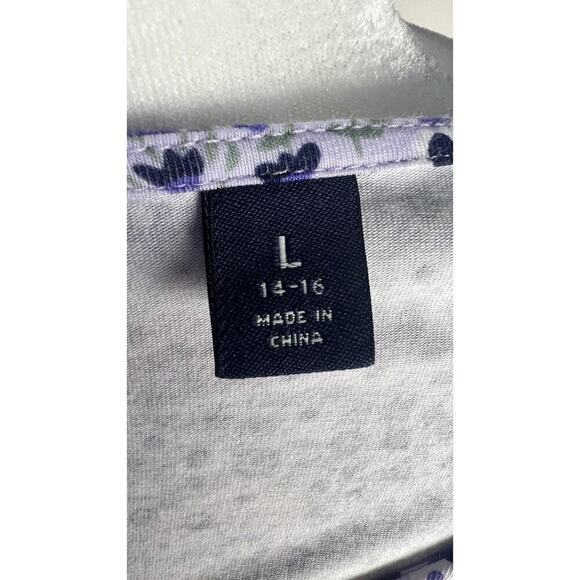 Lands End Empire Waist Floral Jersey Modal Blend Stretch Sz L 14/16 Dress - Picture 9 of 10